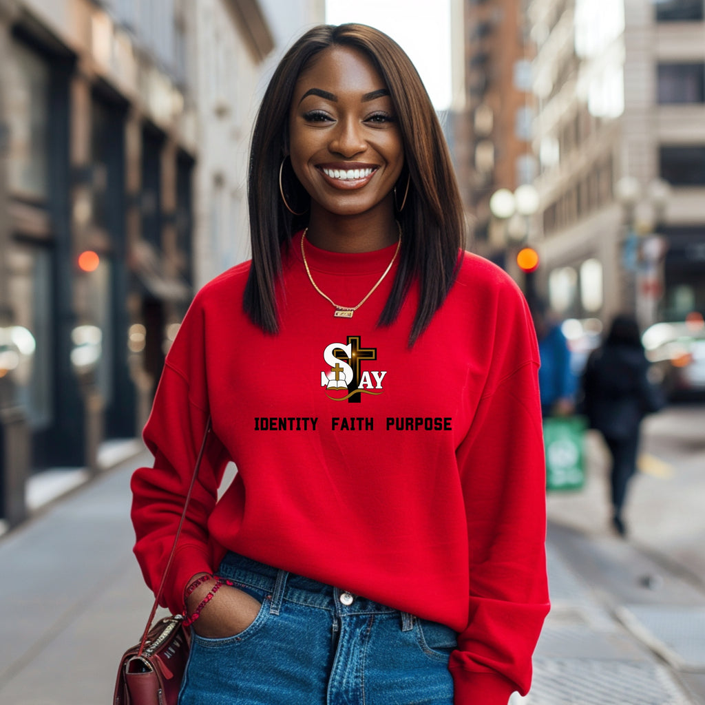 SAY Identity Faith Purpose Sweatshirt