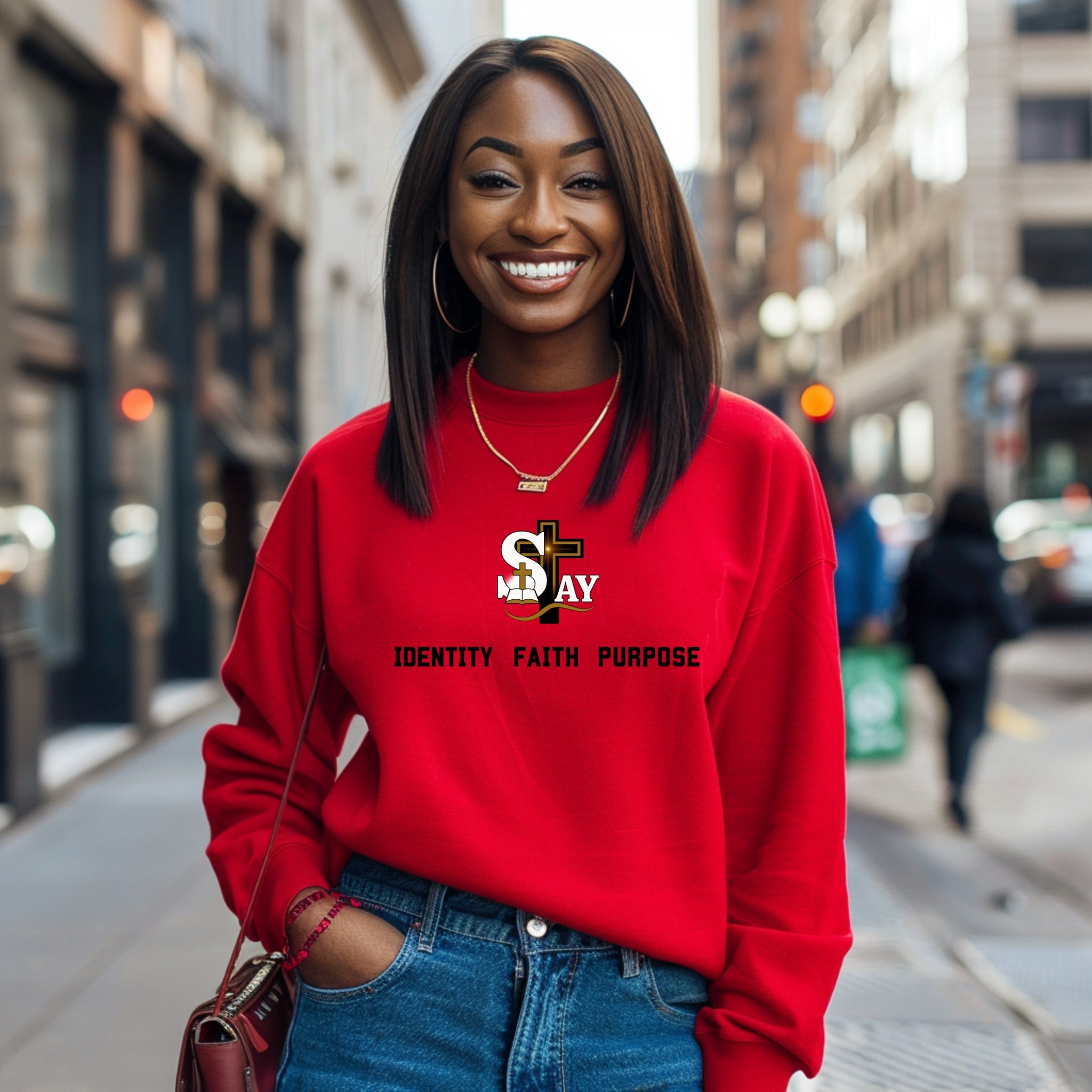 SAY Identity Faith Purpose Sweatshirt